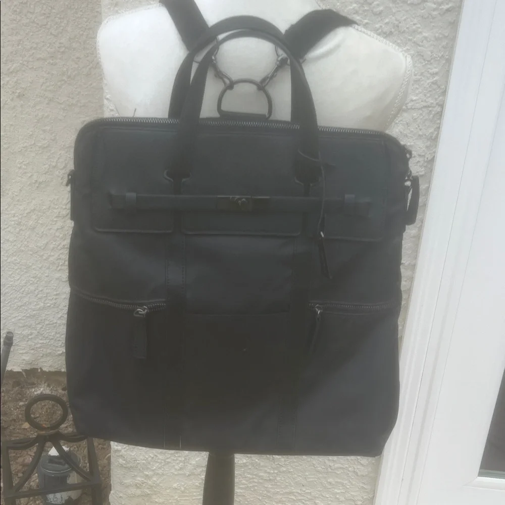 Francine Highline Black Nylon Backpack Messenger Bag